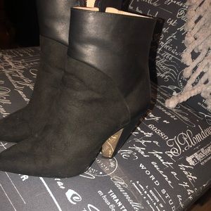 Black pointed toe booties